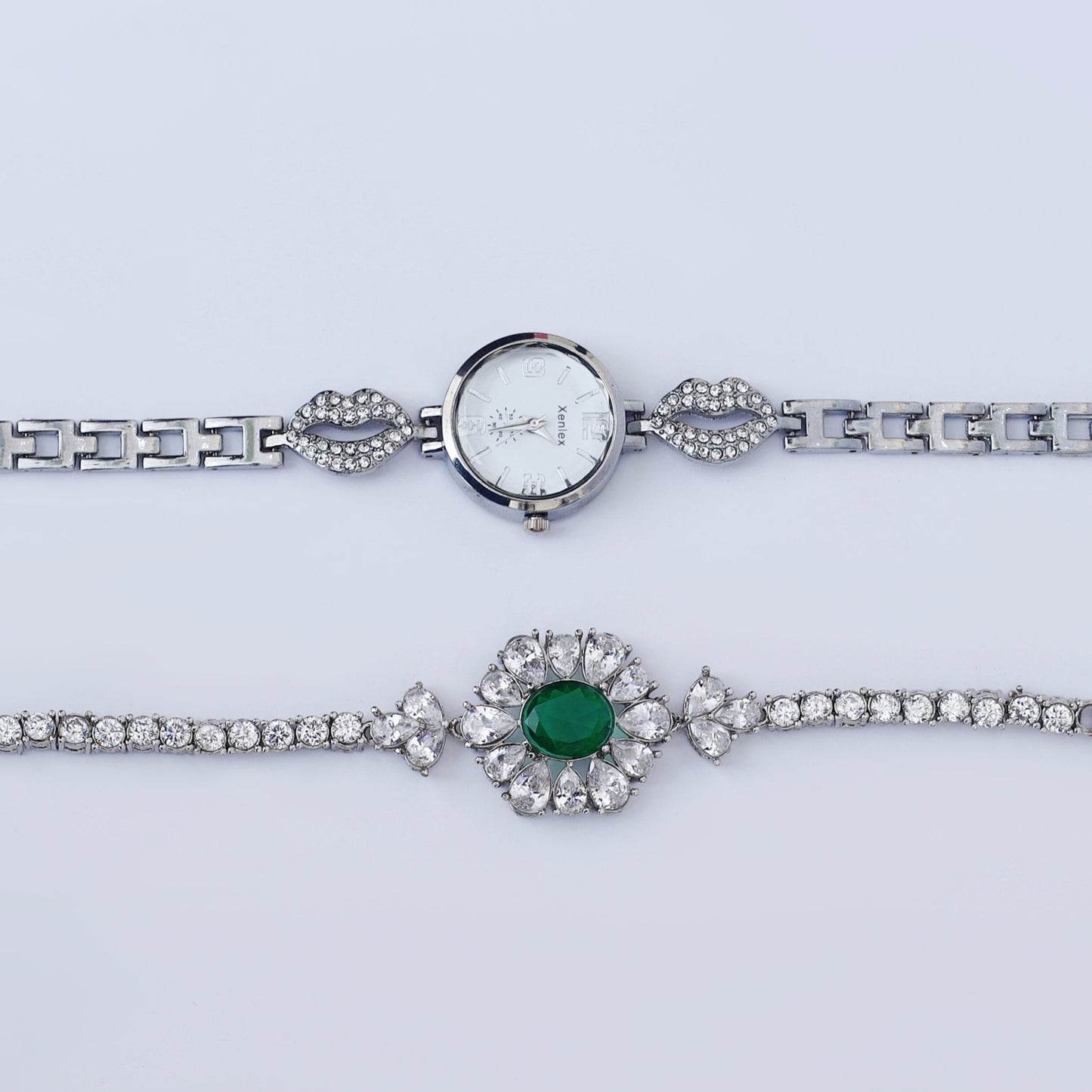 Flower Shape Adjustable Zircon Bracelet in Green Color