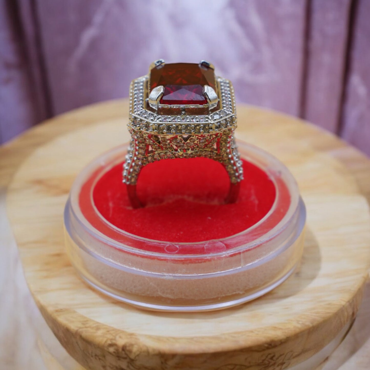 Big Stone Red Color Cubic Zirconia Ring