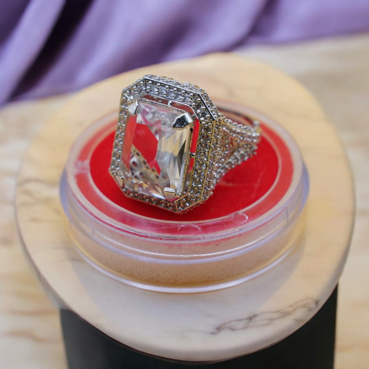 Big Stone Crystal Color Cubic Zirconia Ring