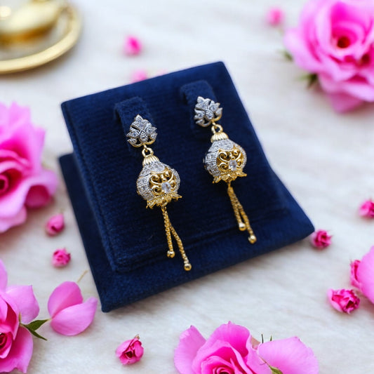 Fancy Jhumka Earrings With Transparent Stone