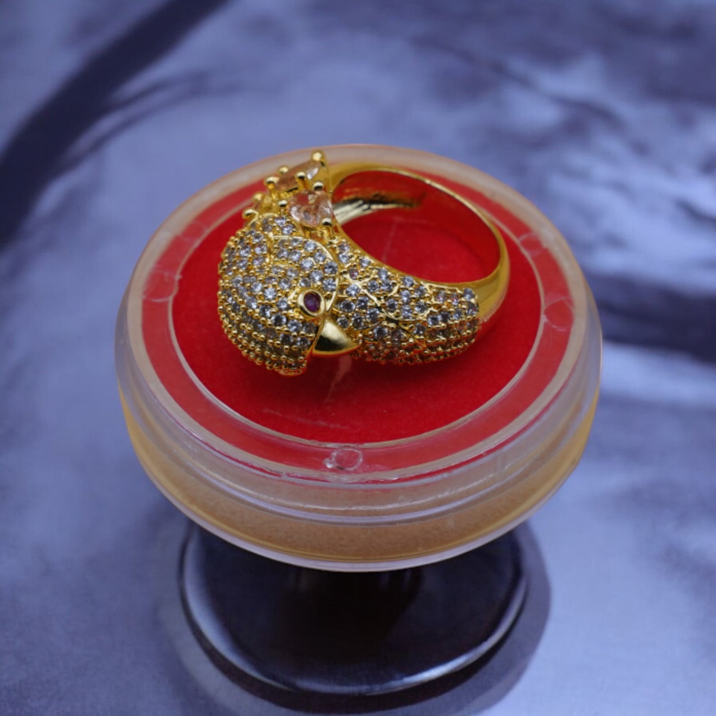 American Diamond Gold Color Parrot Ring