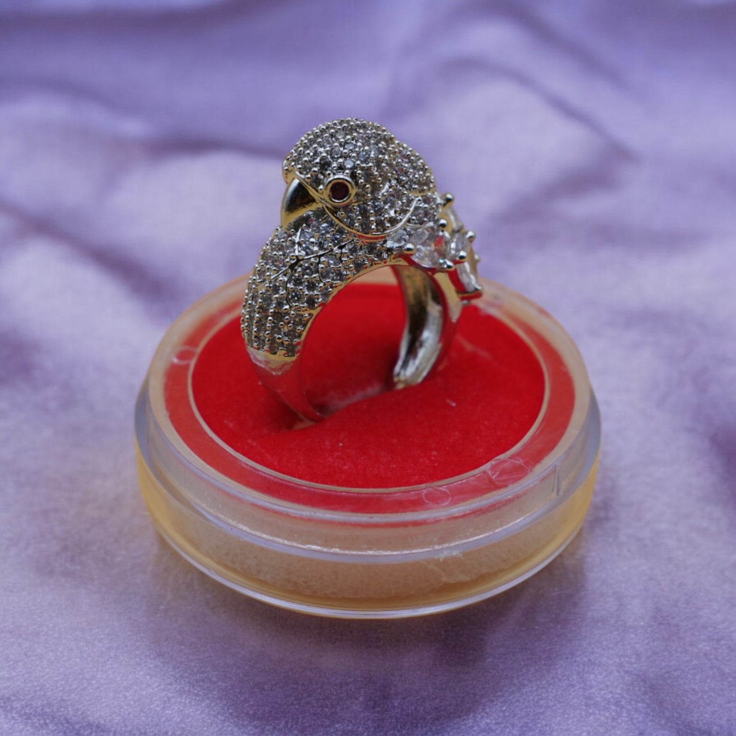 American Diamond Silver Color Parrot Ring