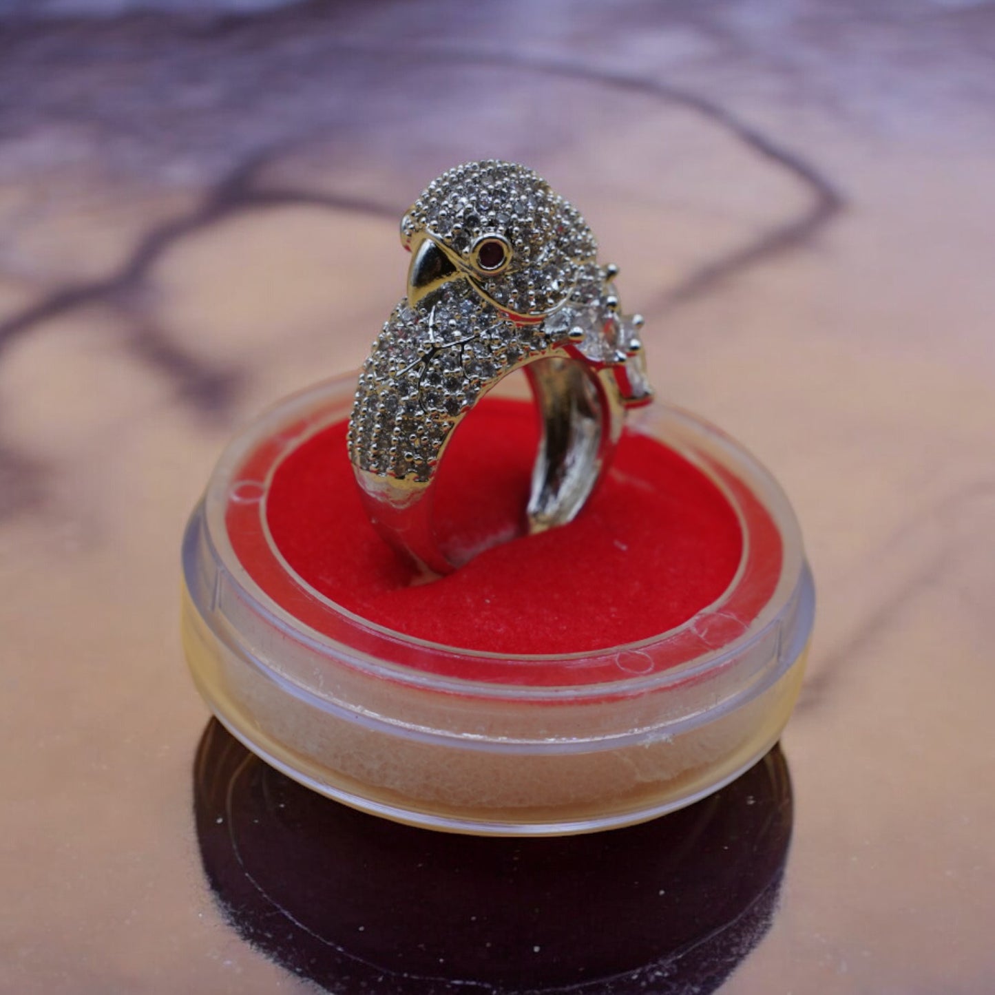 American Diamond Silver Color Parrot Ring