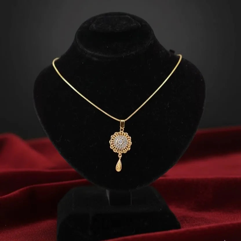 Flower Inspired Gold Plated Necklace Set( Flat shape  )