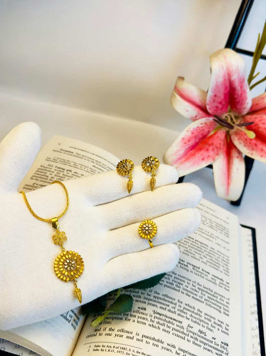 Gold Plated Floral Jewelry Set