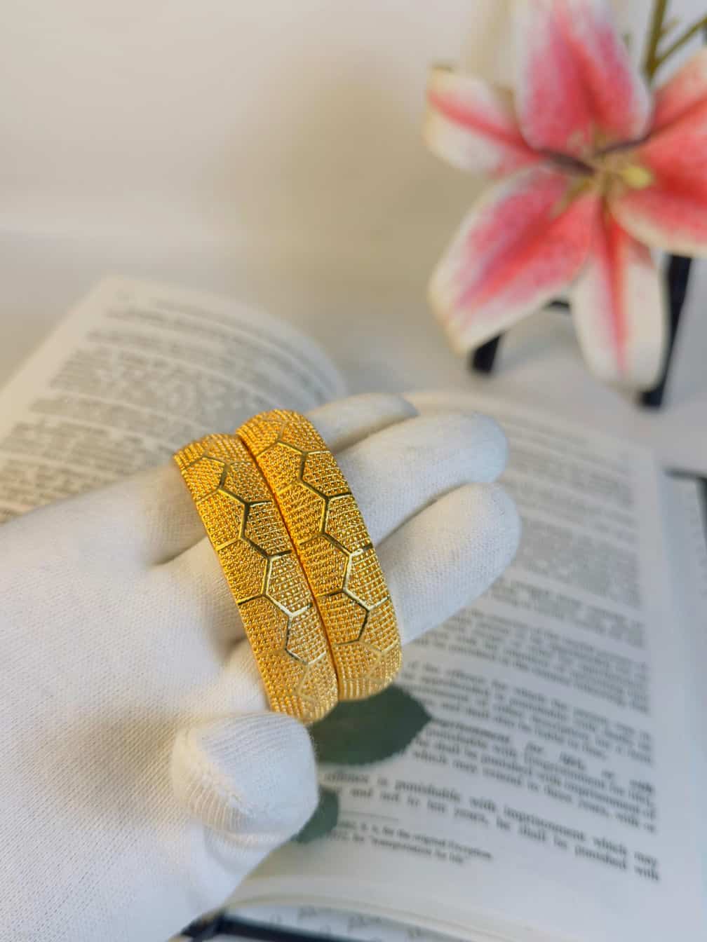 2 Piece Gold Plated Thick Bangles Set