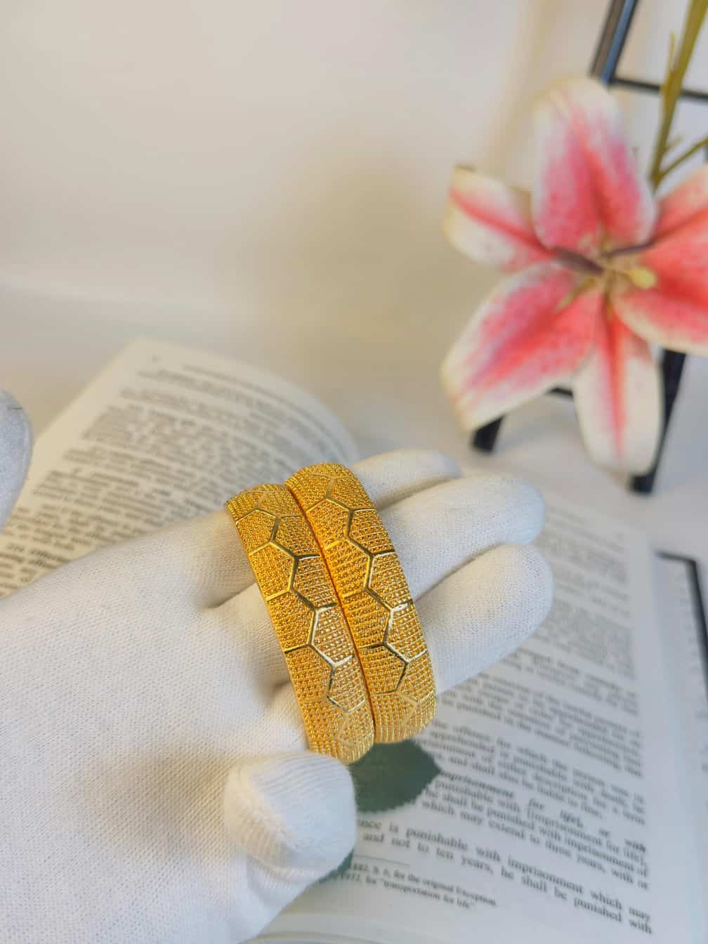 2 Piece Gold Plated Thick Bangles Set