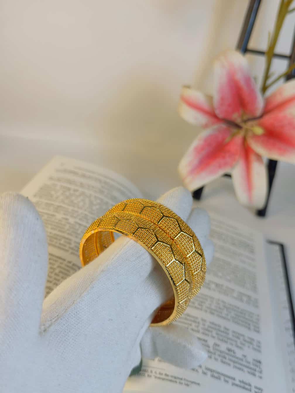 2 Piece Gold Plated Thick Bangles Set