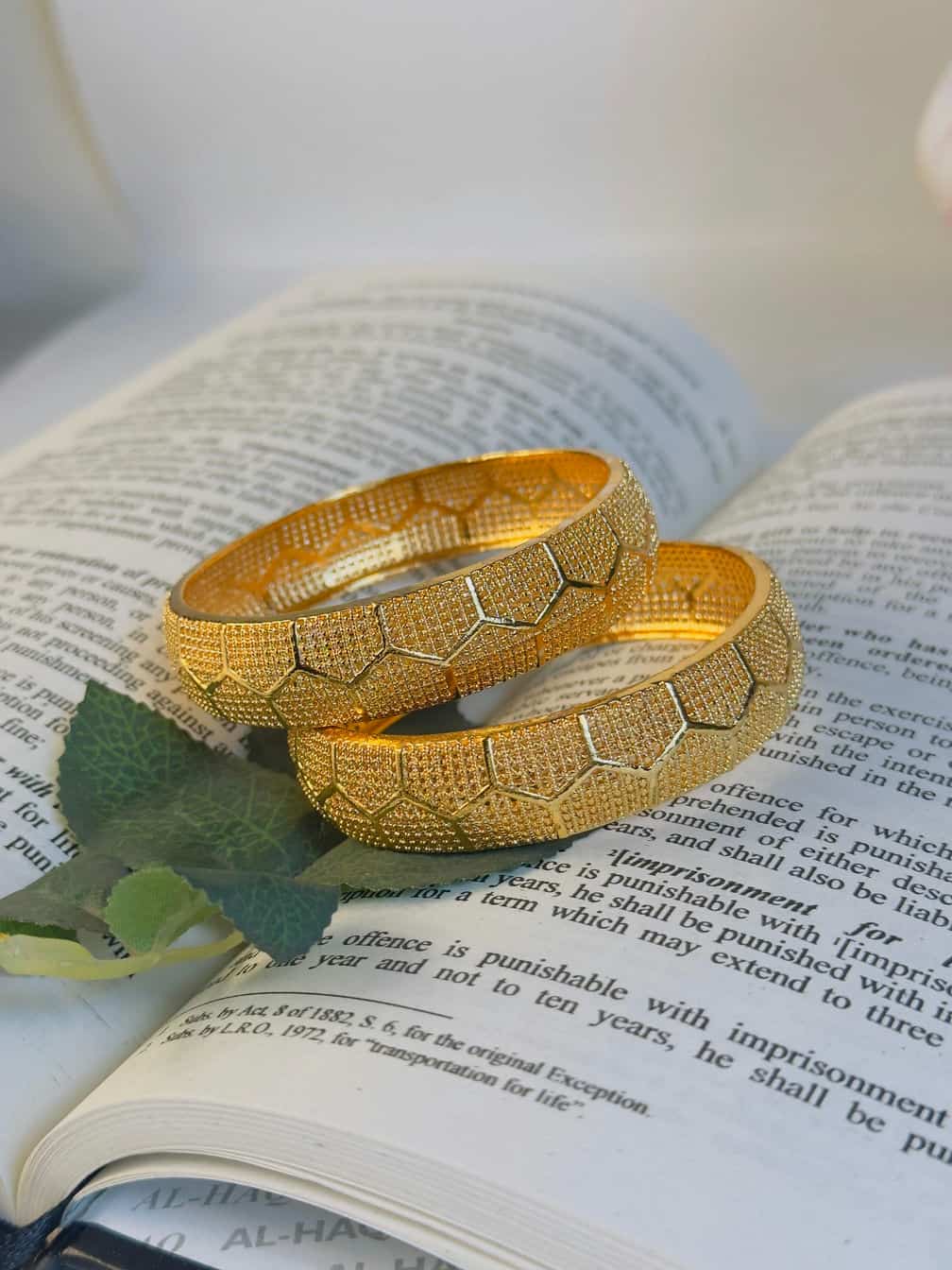 2 Piece Gold Plated Thick Bangles Set