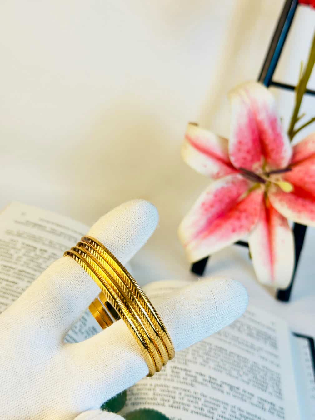 4 Piece Snake Pattern Gold Plated Bangles Set