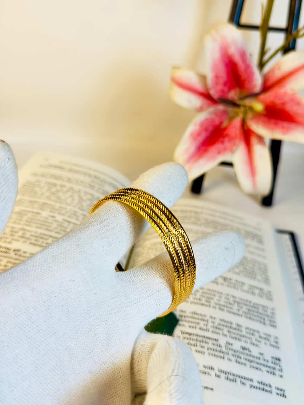 4 Piece Snake Pattern Gold Plated Bangles Set