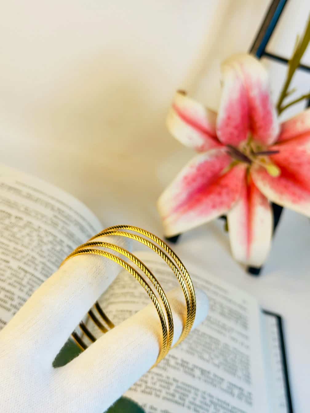 4 Piece Snake Pattern Gold Plated Bangles Set