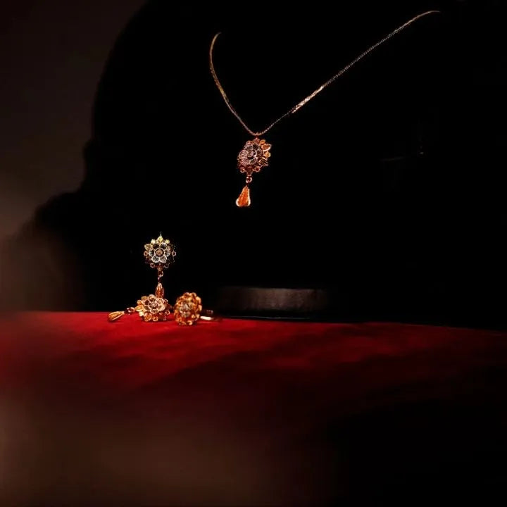 Flower Shape Gold Plated Necklace Set